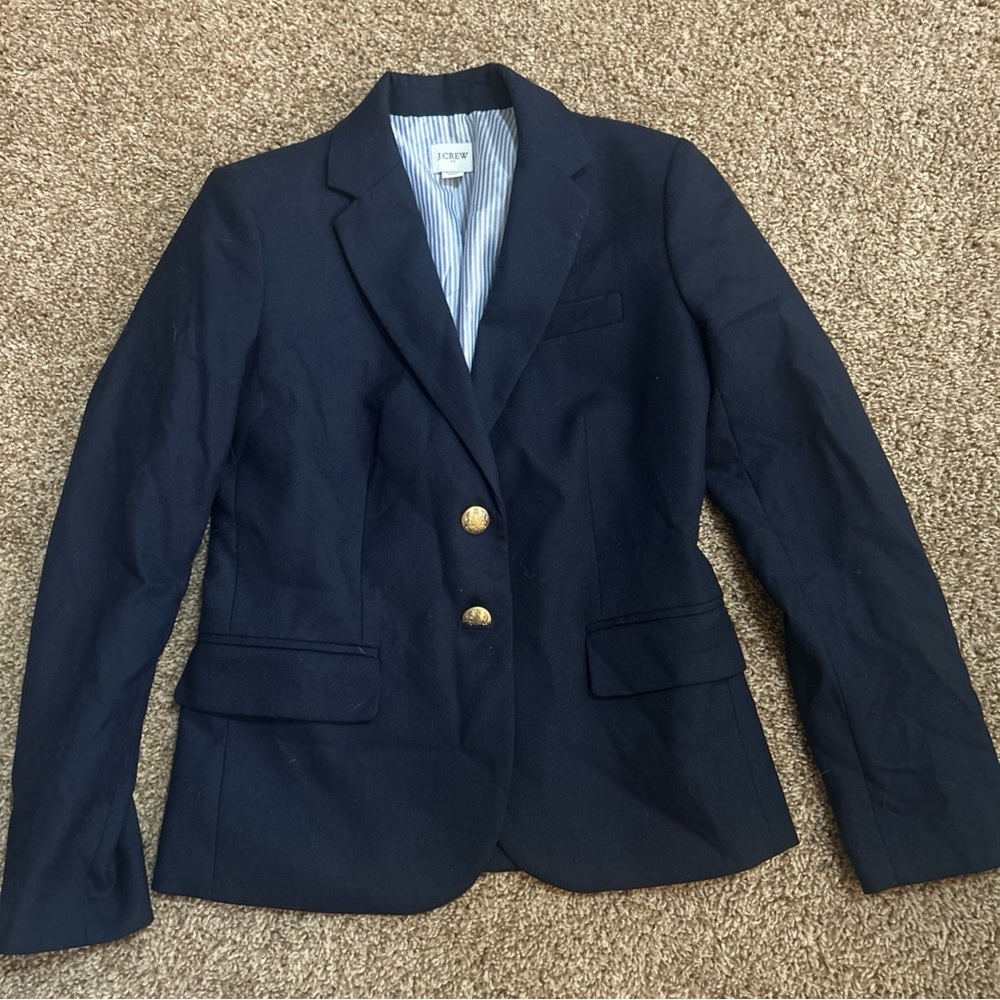 J. Crew Dark Blue Blazer with Gold Accents size 00 petite
